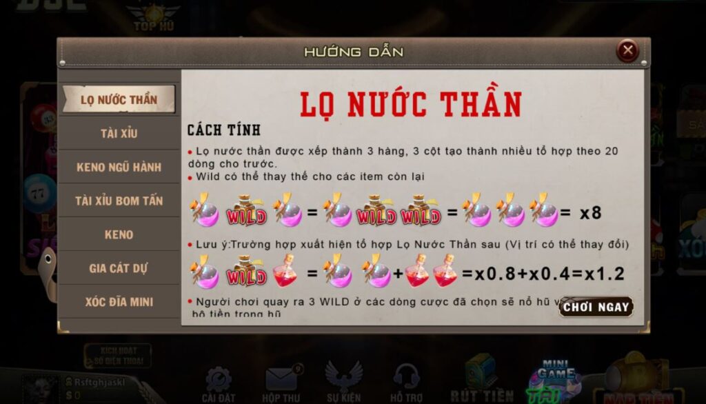 Cách chơi nổ hũ Lọ nước thần - hướng dẫn
