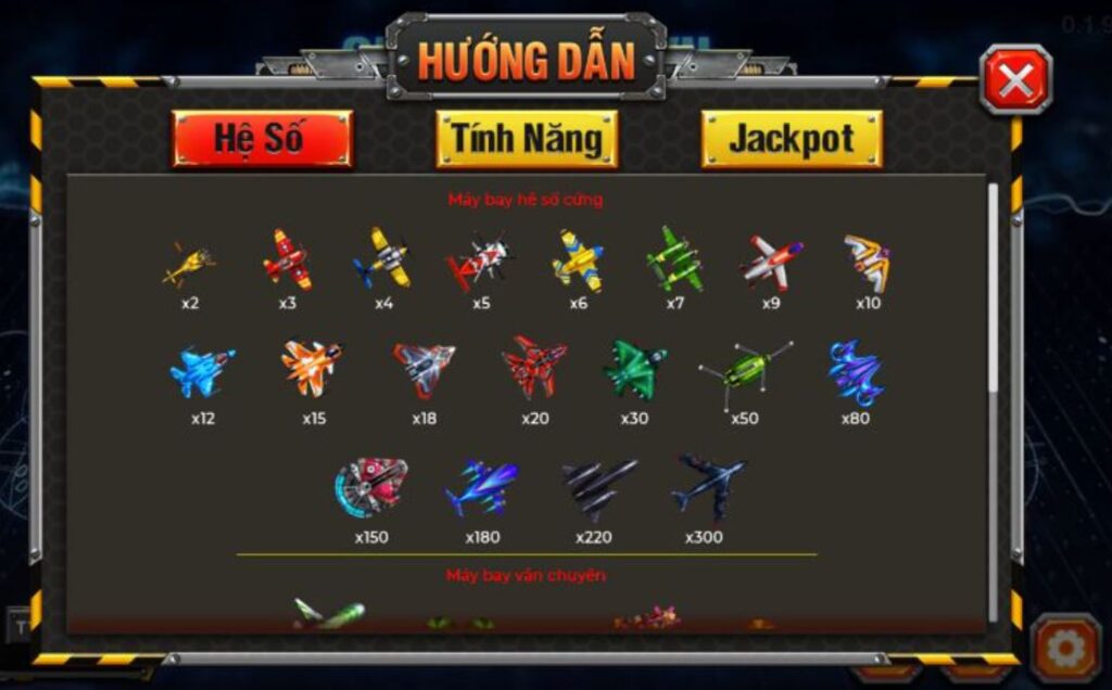 Hướng dẫn chơi Đại chiến B52 - hệ số