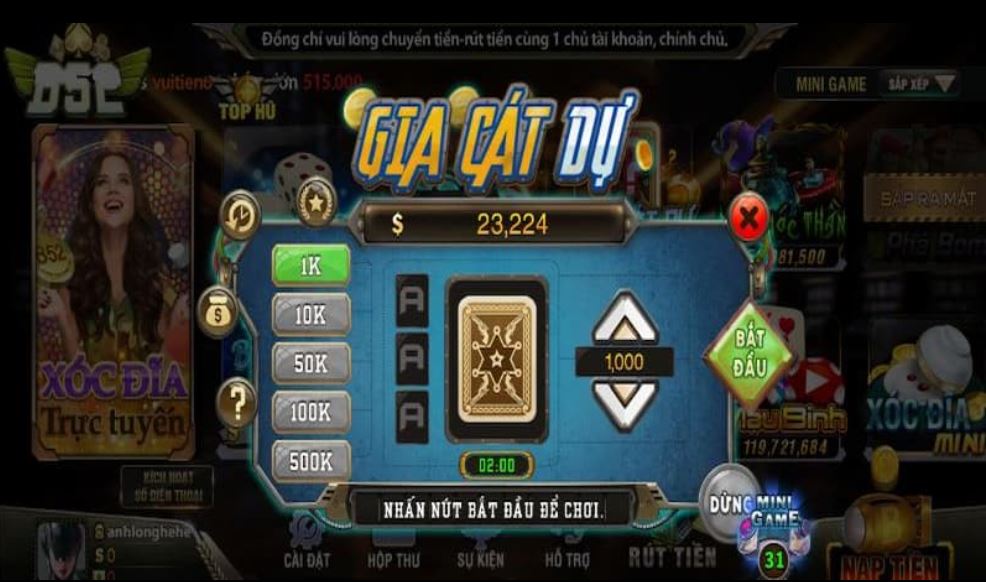 Mini game Gia Cát Dự - kinh nghiệm