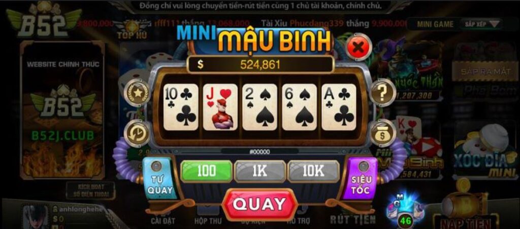 game bài mini Mậu Binh