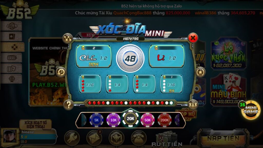 game xóc đĩa mini